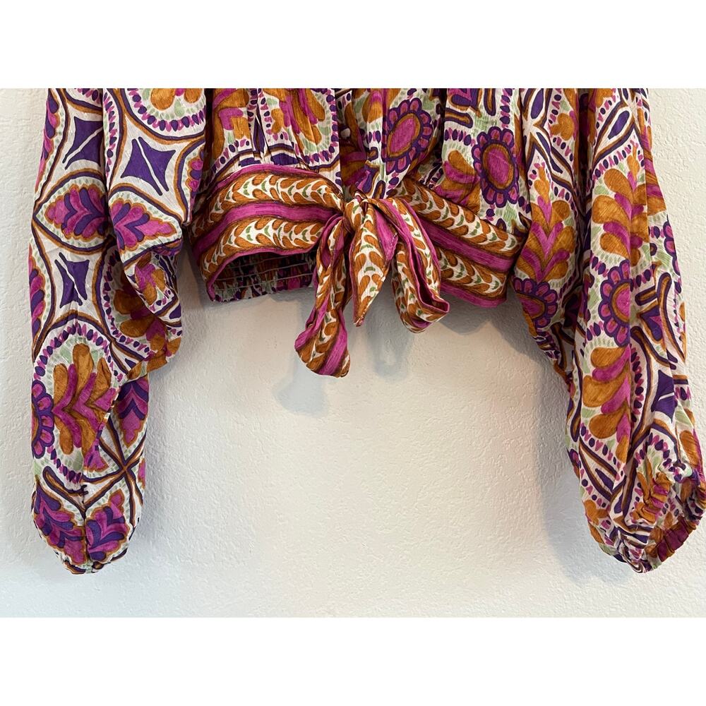 NWT Haute Hippie 2 pc Set Blouse Pants Womens Medium Floral Abstract Y2K Boho - Picture 10 of 15
